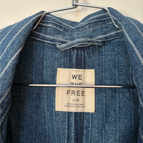 NWT Free People We The Free Madison City Pinstripe Denim Jacket Size Large - Picture 5 of 15